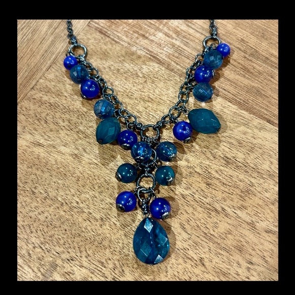 Jewelry - 💙Cobalt Blue, Sapphire and bluish/teal Beaded Y Necklace Boho Evening Wear